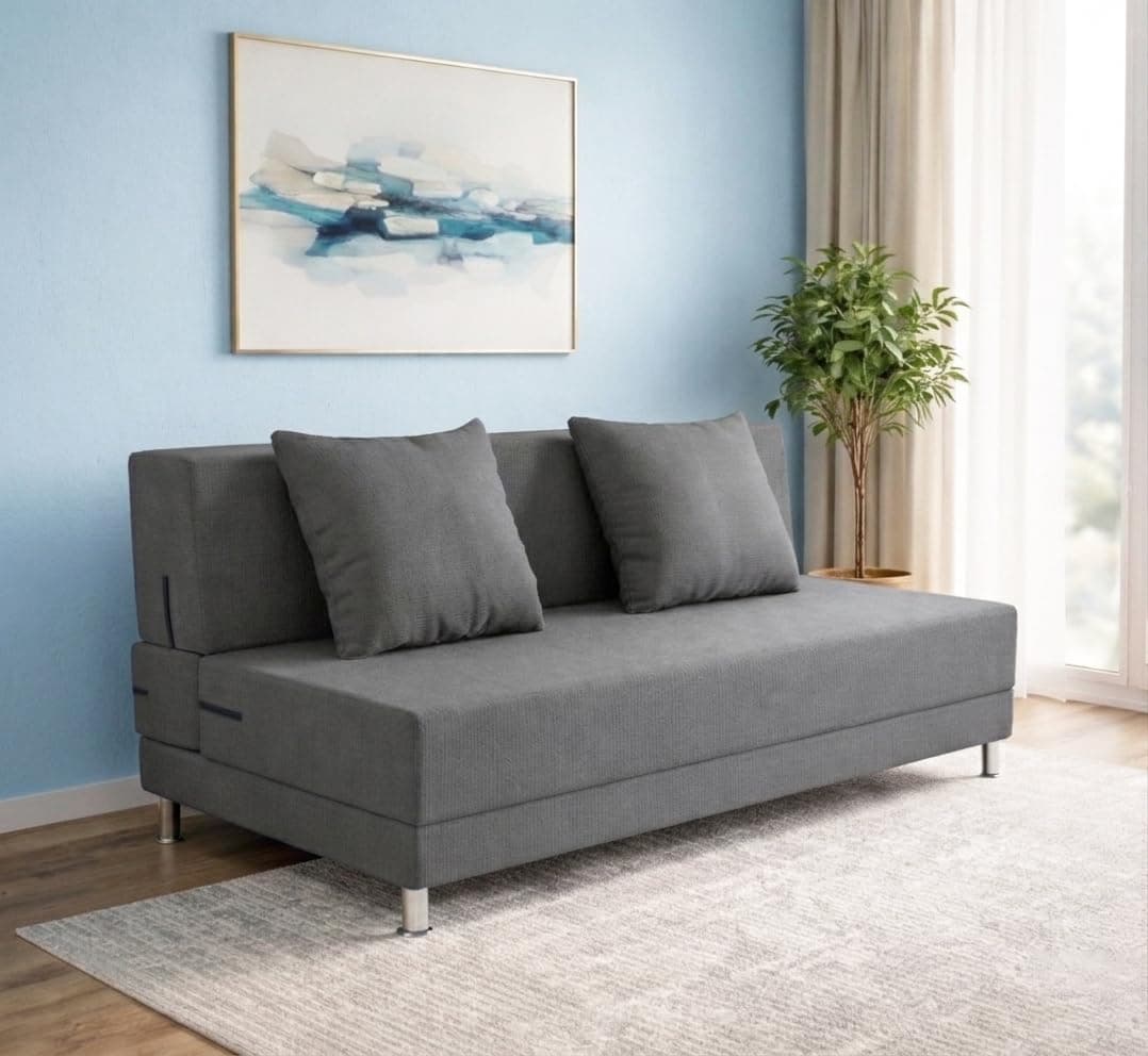 Adorn India Foam Easy Alyn Plus Decent 4 Seater Sofa Cum Bed (6X6) (Grey)(1 Year Warranty)