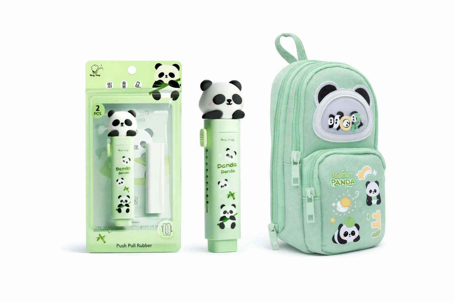 Parshya Pencil Pouch for Kids with Cute Character Erasers | Double Zip School Pen Pouch | Lightweight, Water-Resistant | Stationery Organizer for Boys & Girls