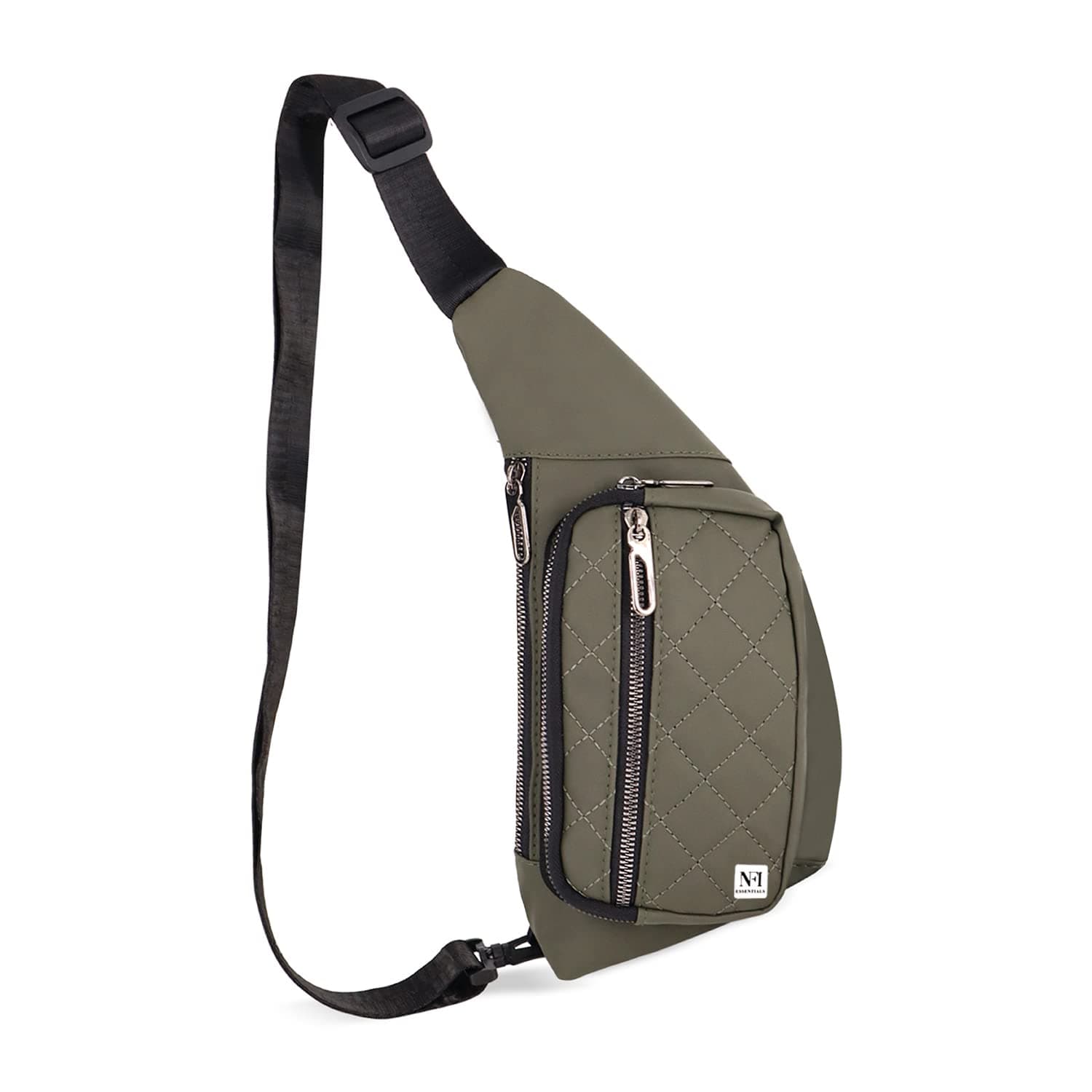 NFI essentials Waist Chest Bag for Men Women Belt Sling Pouch Crossbody Unisex Crossover Fanny Pack One Side Travel Hiking Zip Bag Multipurpose Adjustable Strap Shoulder Running Bag