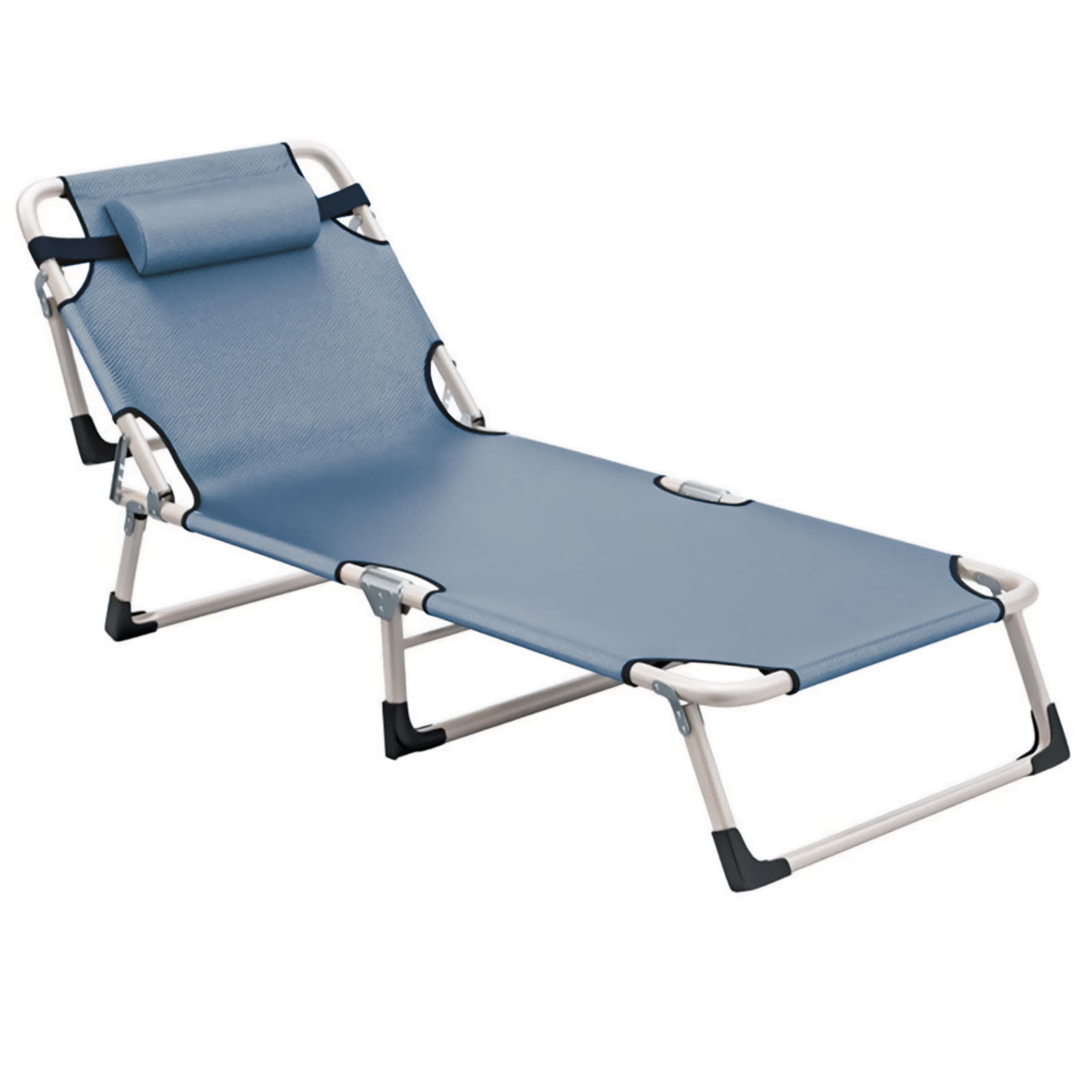 Livzing Folding Recliner Chair for Home – Adjustable Easy Chair Cot with Pillow– Multi-Position Relaxing Portable Recliner with Headrest, 28cm Alloy Steel Frame, 193cm Long