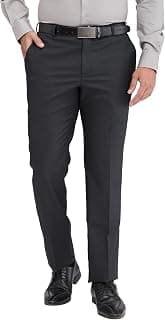 Park Avenue Men's Mid Rise Regular Fit Solid Pattern Polyester Viscose Blend Flat Front Trouser