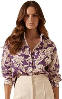 Leriya Fashion Women Rayon Floral Printed Full Sleeve Shirt | Collared Button Down Casual & Formal Top for Women | Stylish Office Wear Regular Fit Blouse for Girls, Work