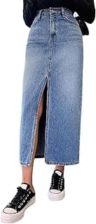 Leriya Fashion Denim Skirt for Woman | Midi Skirt for Women with Front Slit Straight Fit Western Streetwear | Jeans Skirts Fors Women, College Outfit Womens Everyday Styling