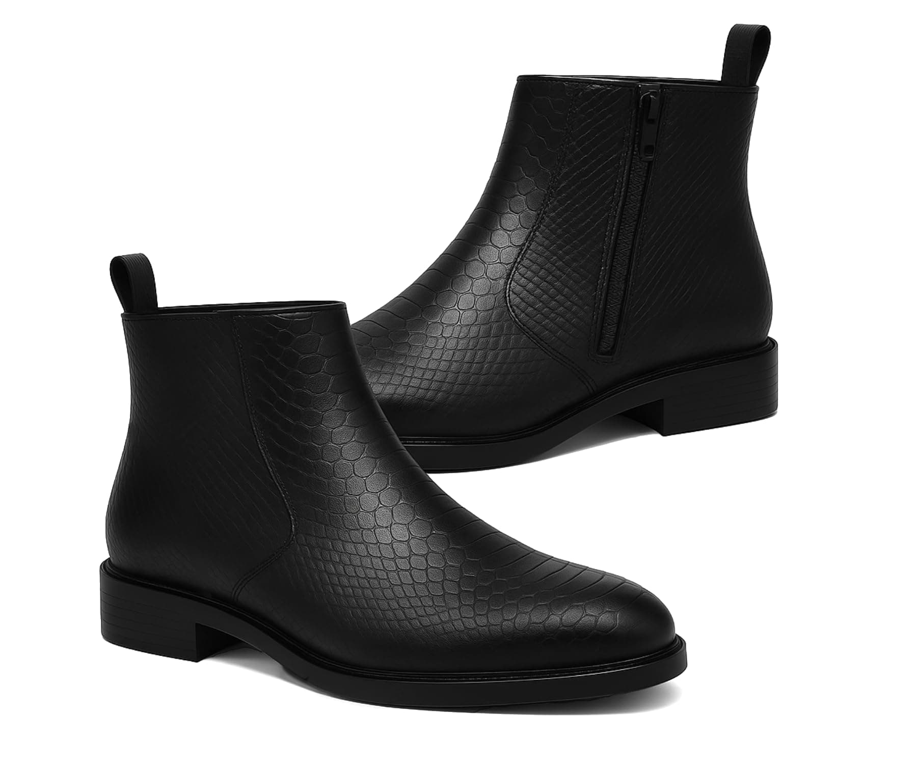 Kraasa Orion-X Men's Vegan Leather Chelsea Boots – Classic Almond Toe Ankle Boots with Textured Finish | Formal & Smart Casual Boots
