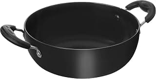 Amazon Brand - Solimo Hard Anodized Deep Kadhai (2.5 litres), Aluminium, Black