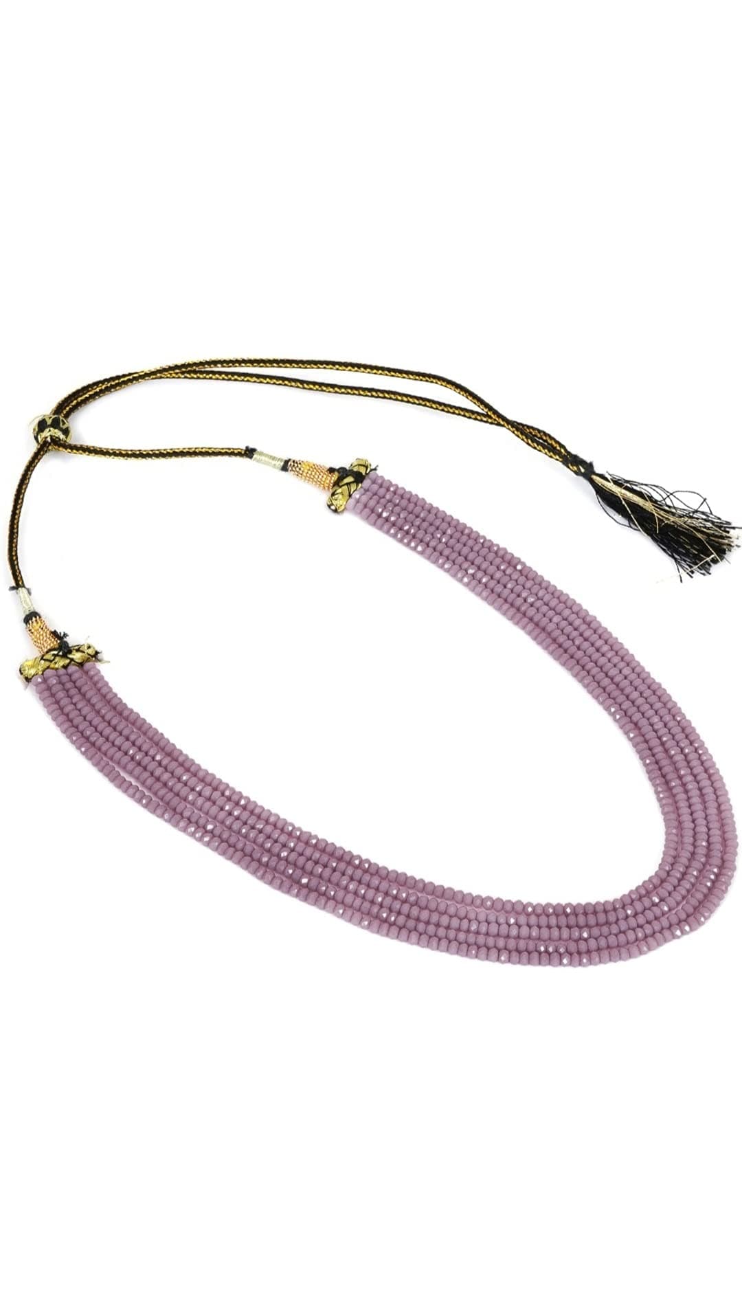 Yash Gems Dark Purple Coloue Crystal Gemstone Beads 5 Layer Multistrand Necklace for Women,Girl