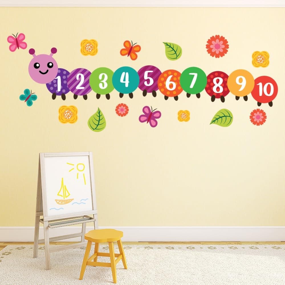 Educational Wall Stickers for Kids Room & Nursery – Fun Learning Decor for Playgroup, Preschool & Kindergarten (Learn to Count 123, Small)