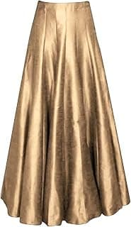 Radhika creation's Women's Raw Silk Kali Long ghera Flared Long Skirt for Traditional Occasions.