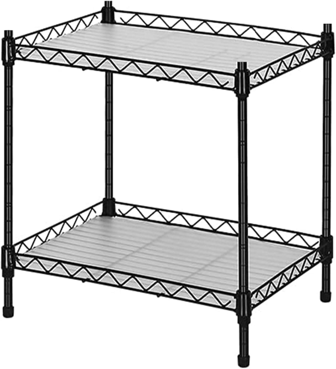 STORACK 2 Tier Heavy Duty Kitchen Storage Rack | Countertop Spice Rack | Pot & Plate Stand | Multipurpose Metal Shelf Organizer with Free Shelf Liners for Kitchen, Bathroom & Desk (18x10x16, Black)