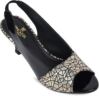 Liberty Senorita STY-157E Heels for Women - Black Stiletto Heel Sandals | Soft Cushioned Footbed, Lightweight Party & Festive Fashion Footwear for Ethnic, Indo-Western, Wedding