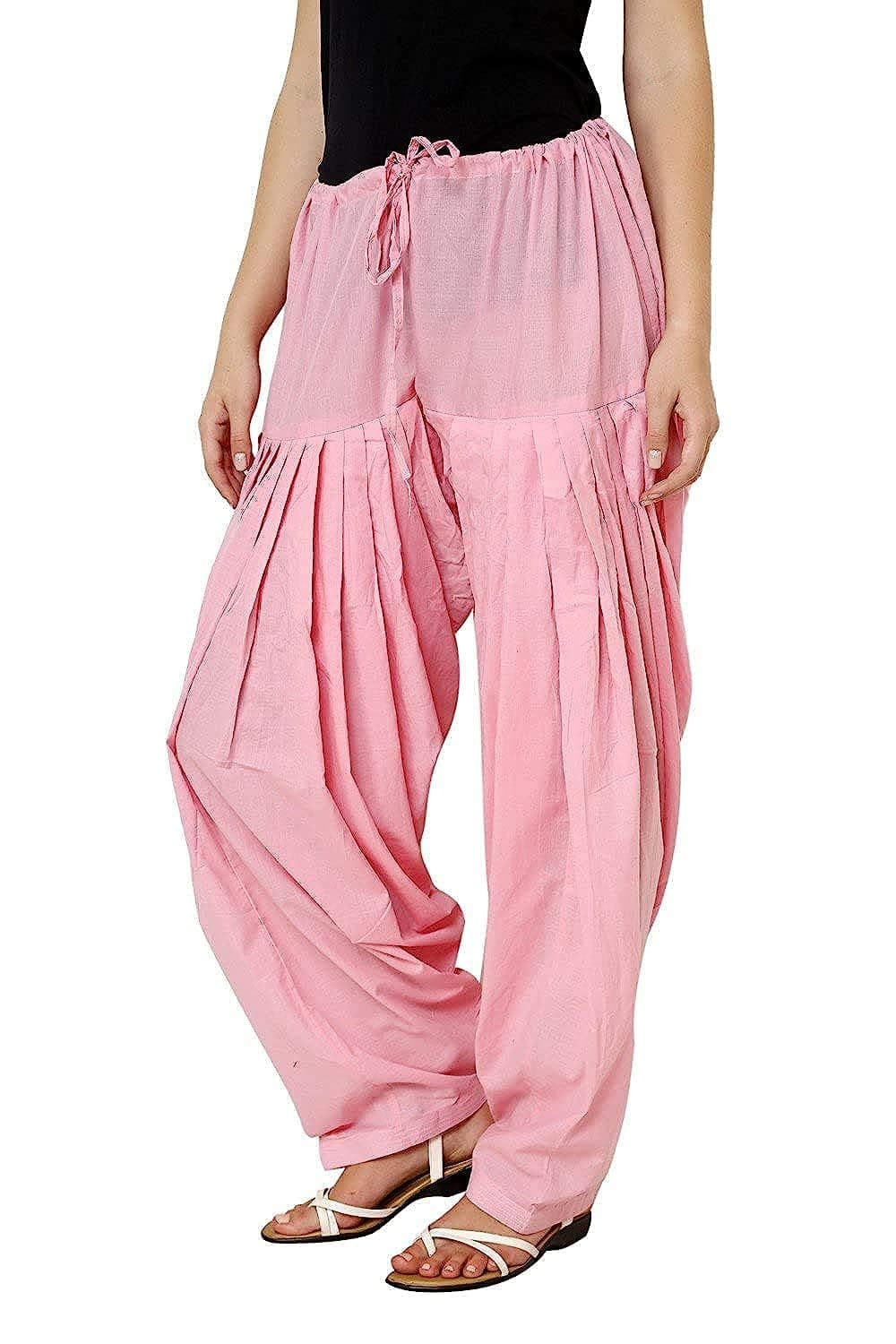 Prabha creations Women's Loose fit Cotton semi Patiyala Salwar White