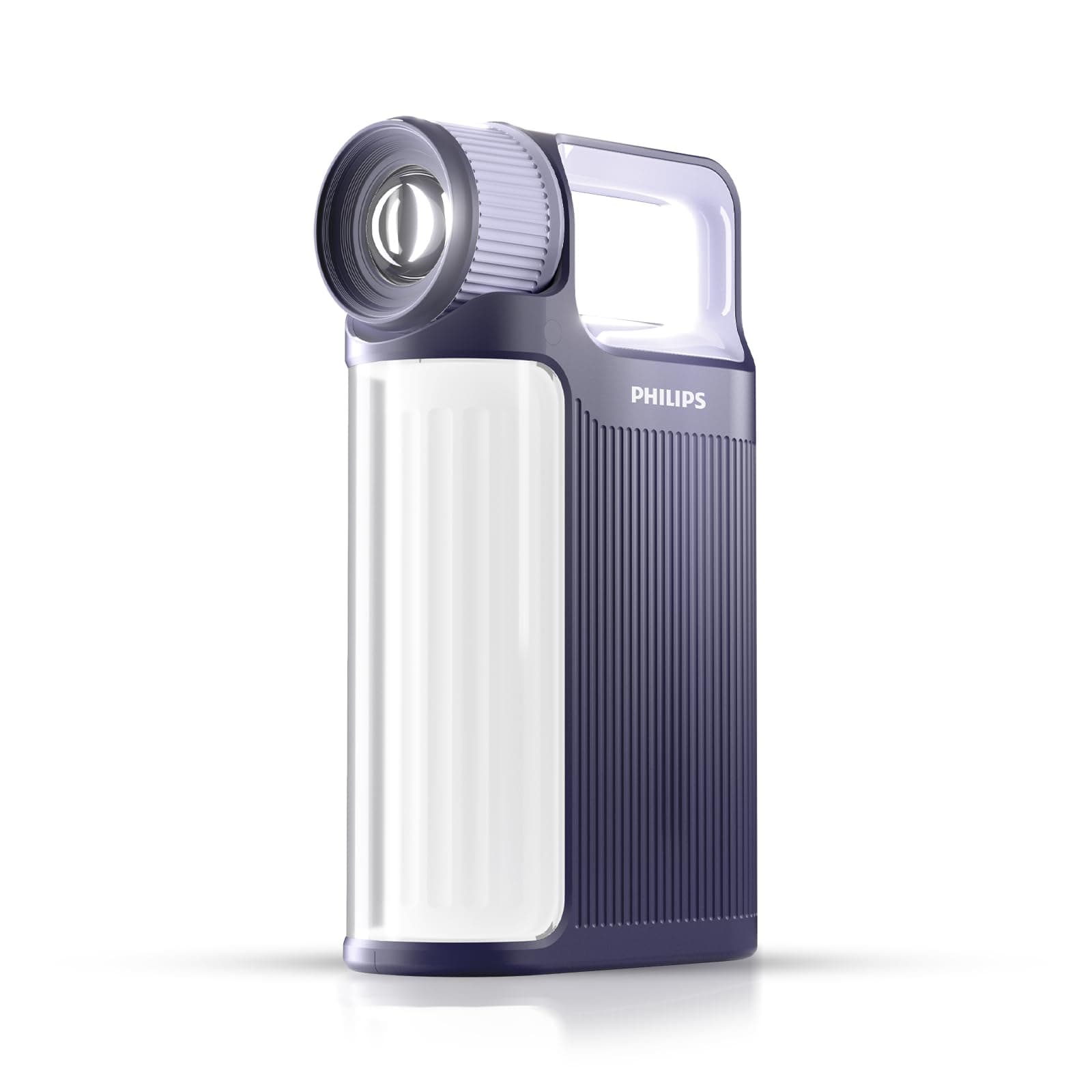 PHILIPS Emergency Light Rechargeable, 4000mAh LED Torch Light, 1000LM Flashlight with Telescopic Zoomable, 325M Range, 10W Power, IP44 Waterproof, Emergency Lantern for Home, Camping and Emergency