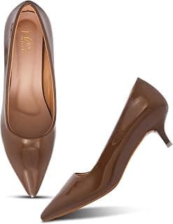 JM LOOKS Women Pointed Toe Kitten Heel Pumps for Office, Formal Meetings and Everyday Wear