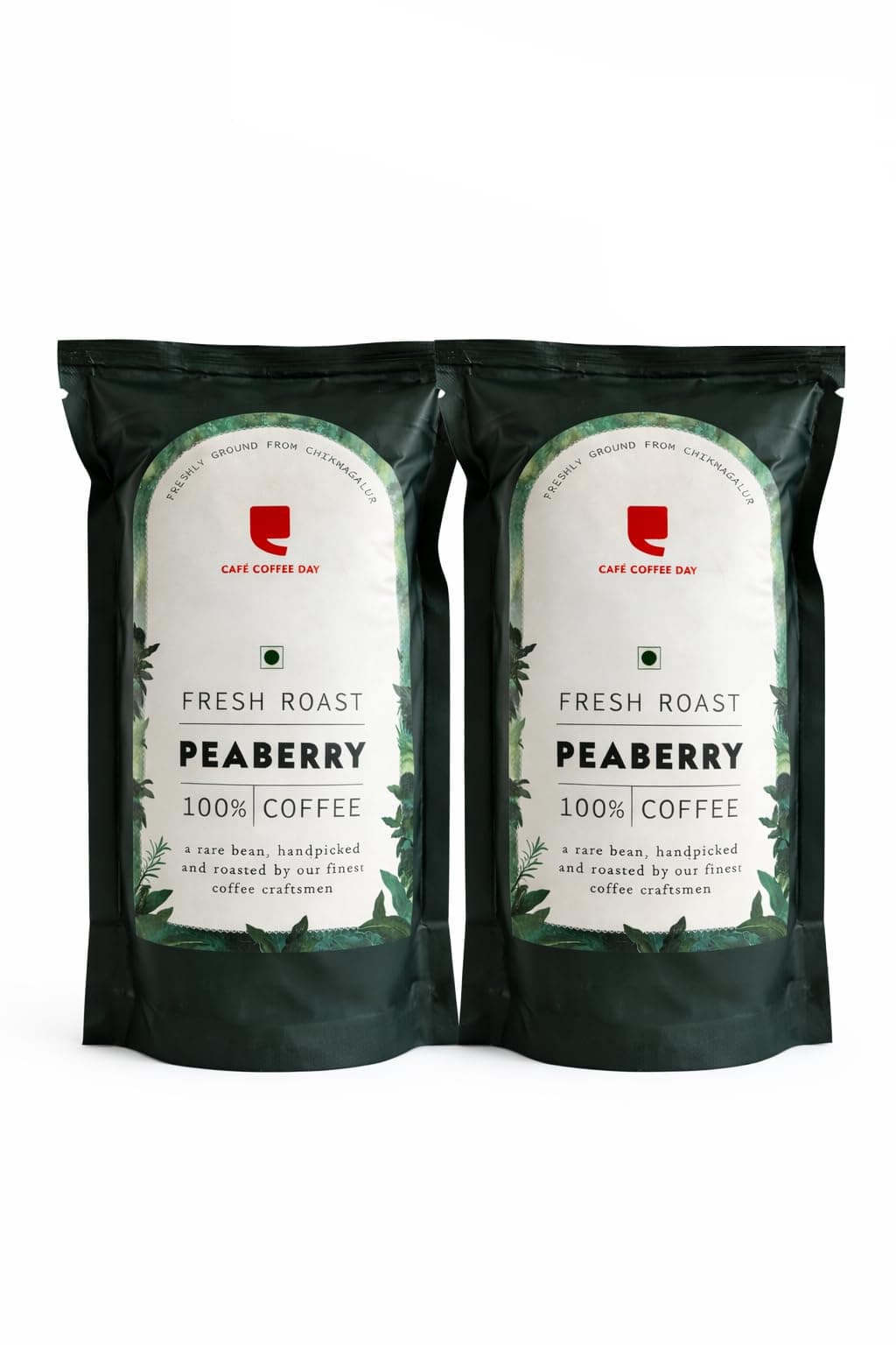 Cafe Coffee Day - Peaberry (100%) -200 Gm Each (Pack Of 2) | Medium To Dark Roast | South Indian Filter Coffee Powder Bag| Fresh From Chikmagalur Factory