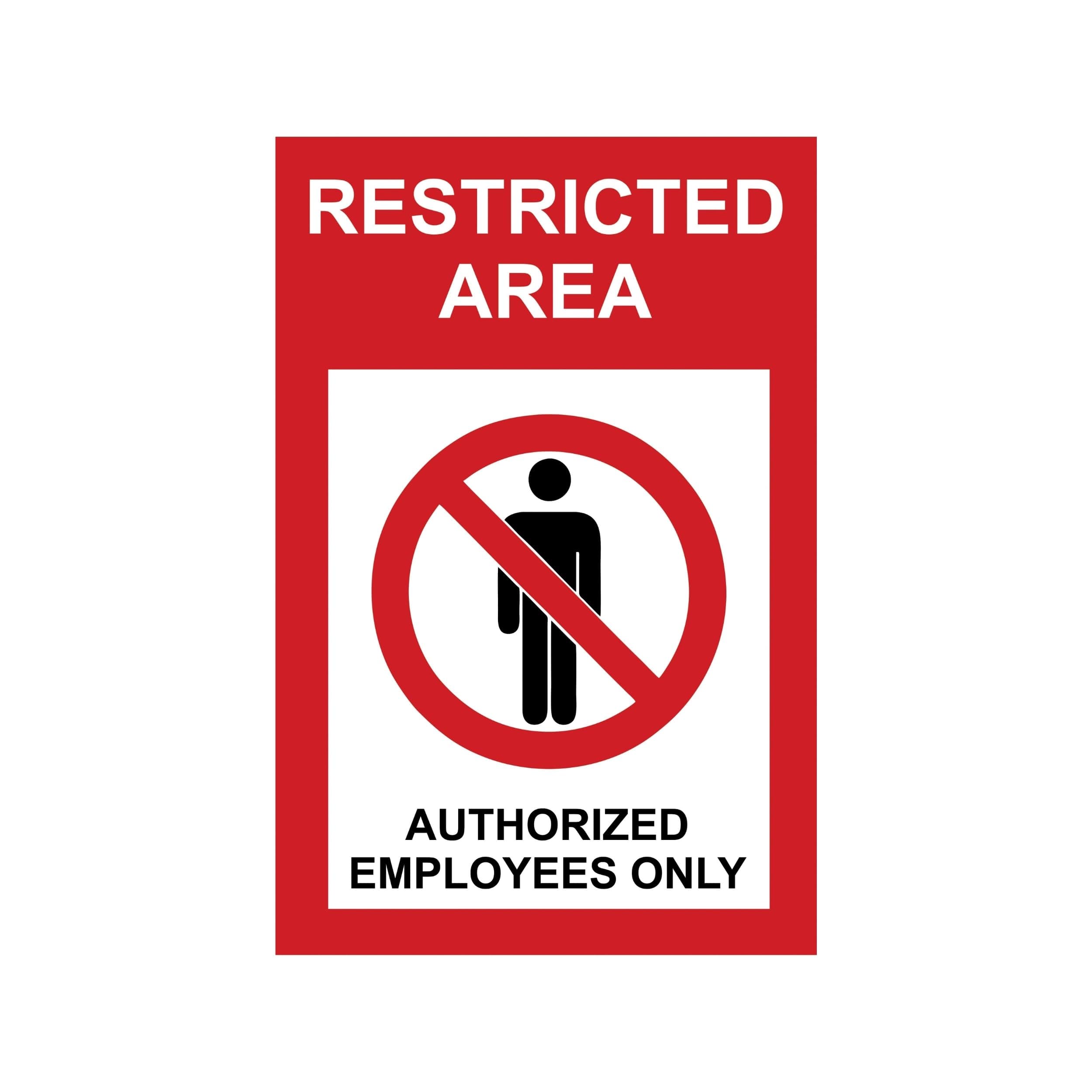 Restricted Area Authorized Employees Only Sign Board | High Visibility Safety Warning Notice | Premium PVC Self Adhesive Sign | Waterproof Indoor Outdoor Notice Board | Easy Peel and Stick for Wall Door Office Factory Warehouse