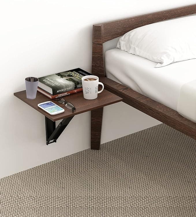 Palomino Wall Mounted Wooden Folding Table, Drop-Leaf Coffee & Tea Table, Bedside Study Mini Laptop Desk for Home, Living Room & Office (Brown, 1 Pc)