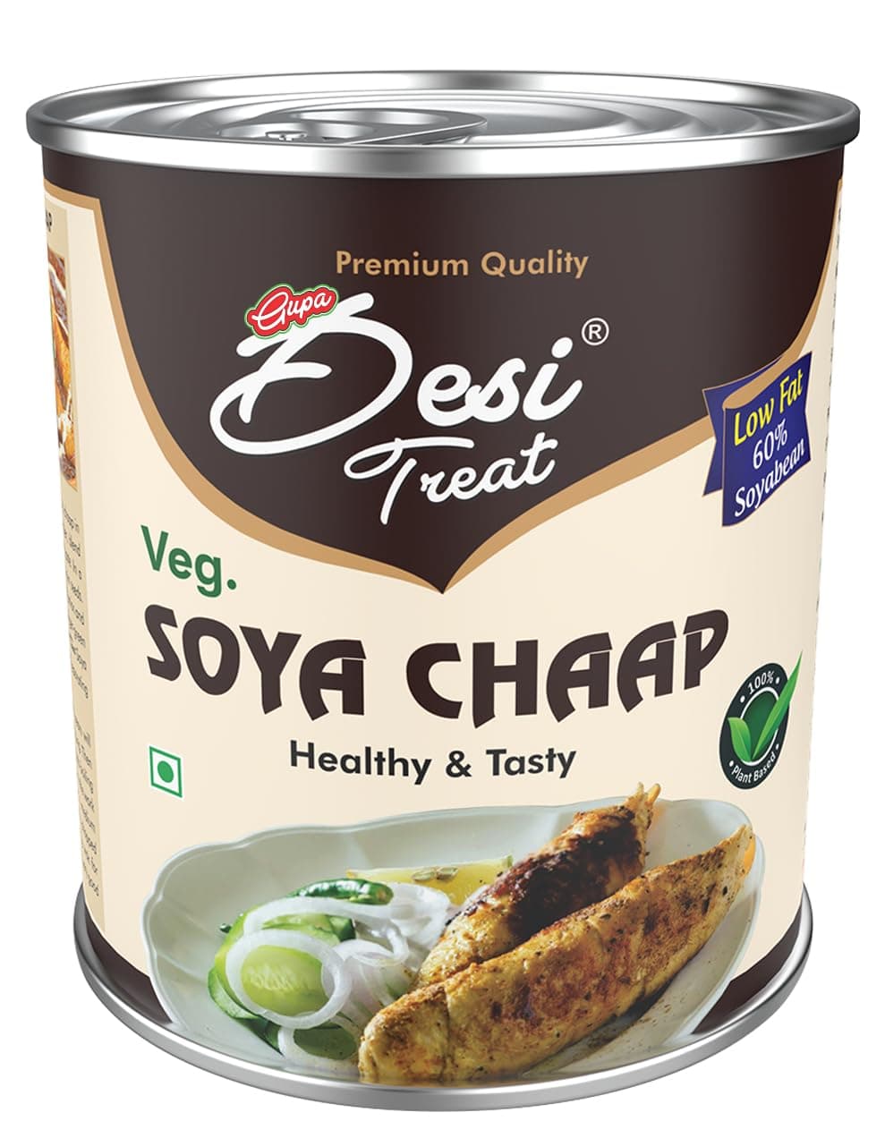 Desi Treat Veg SOYA Chaap | Protein-Rich Vegetarian Meat Alternative | Ready to Cook Plant-Based SOYA Chaap Sticks | Ideal for Curry, Tandoori, Gravy & Snacks (800g)