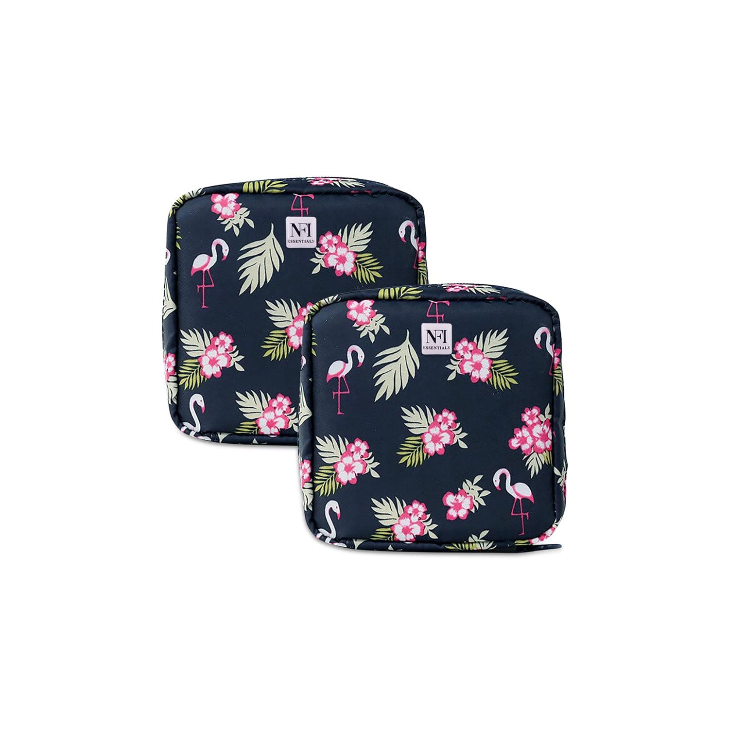 NFI essentials Pack of 2 Printed Women Portable Sanitary Napkin Pouch with Zipper, Menstrual Pad Bag, First Period Kit for Teen Girls