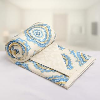 Signature Reversible Dohar Single Bed, Soft Microfibre AC Blanket for Summer (Azure Royale, Single)