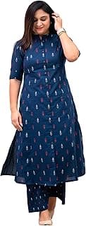 GoSriKi Women Cotton Printed A-Line Ethnic Co-Ord Set | Kurta Pant Set | Kurta Palazzo Set | Stylish Suit Set, Festival