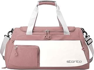 Storite Nylon 50 cms Imported Travel Duffle Bag Multi- Pocket Sports Shoulder Bag for Women with Wet Pocket & Shoe Compartment Weekender Overnight Travel Luggage Bag (Deep Pink - 50 x 25 x 27 Cm)