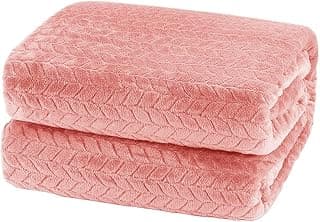 VAS COLLECTIONS Premium Plush Single Blanket with Leaf Jacquard | 300 GSM Lightweight Cozy Soft for Bed, Sofa, Couch, Travel & Camping| 150x220 cm or 60X86 inches