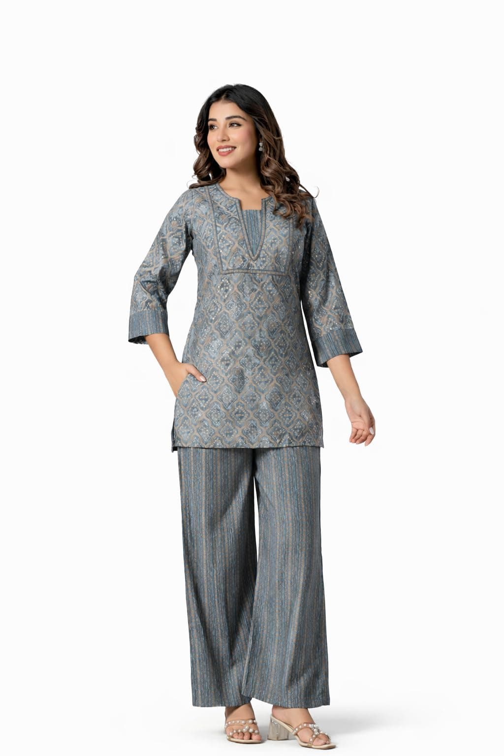 Aradhika Women's Lehriya Printed Co-ord Set of Kurta and Palazzo