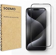 Solimo Military-Grade Gorilla Tempered Glass for iPhone 15 / iPhone 16 with Edge to Edge Coverage - Case Friendly Screen Protector, Anti Scratch and Bubble Free Installation kit
