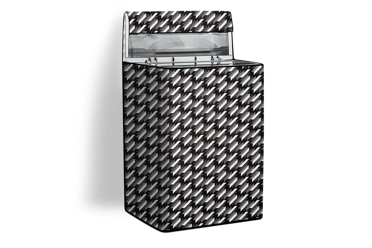 Stylista Washing Machine Cover Compatible for Samsung 11 Kg Fully-Automatic Top Loading WA11J5751SP, Symmetric Pattern Black