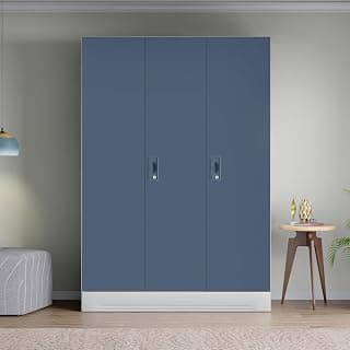 Interio by Godrej Slimline 3-Door Steel Almirah (Blue Fusion), 1-Year Warranty, 1 Locker