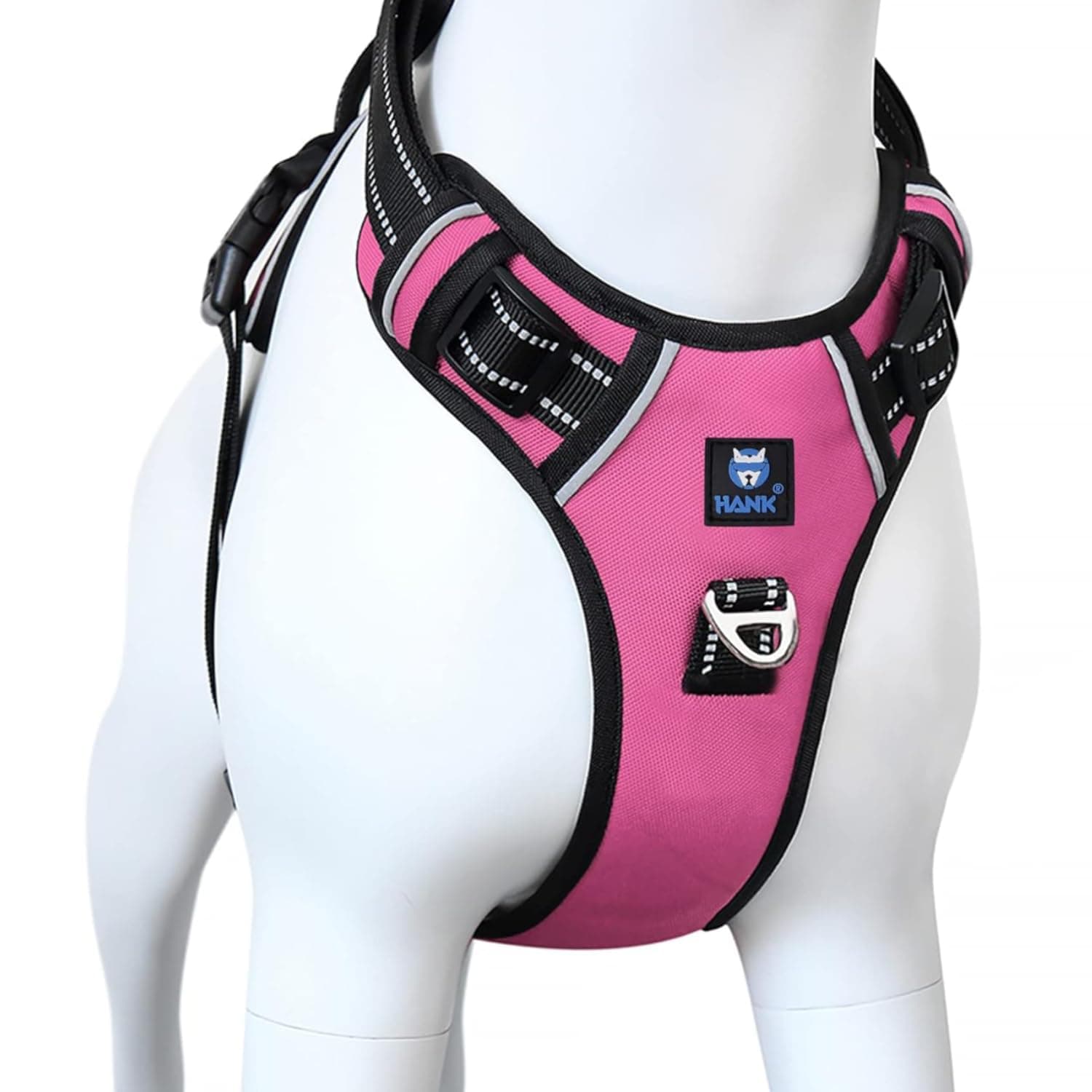 HANK Dog Harness | 3M Reflective | Body Vest for Small Dogs | Soft Comfortable | Adjustable Buckles | No Pull Harness for Training, Walking (Pink - S (4-13Kg)