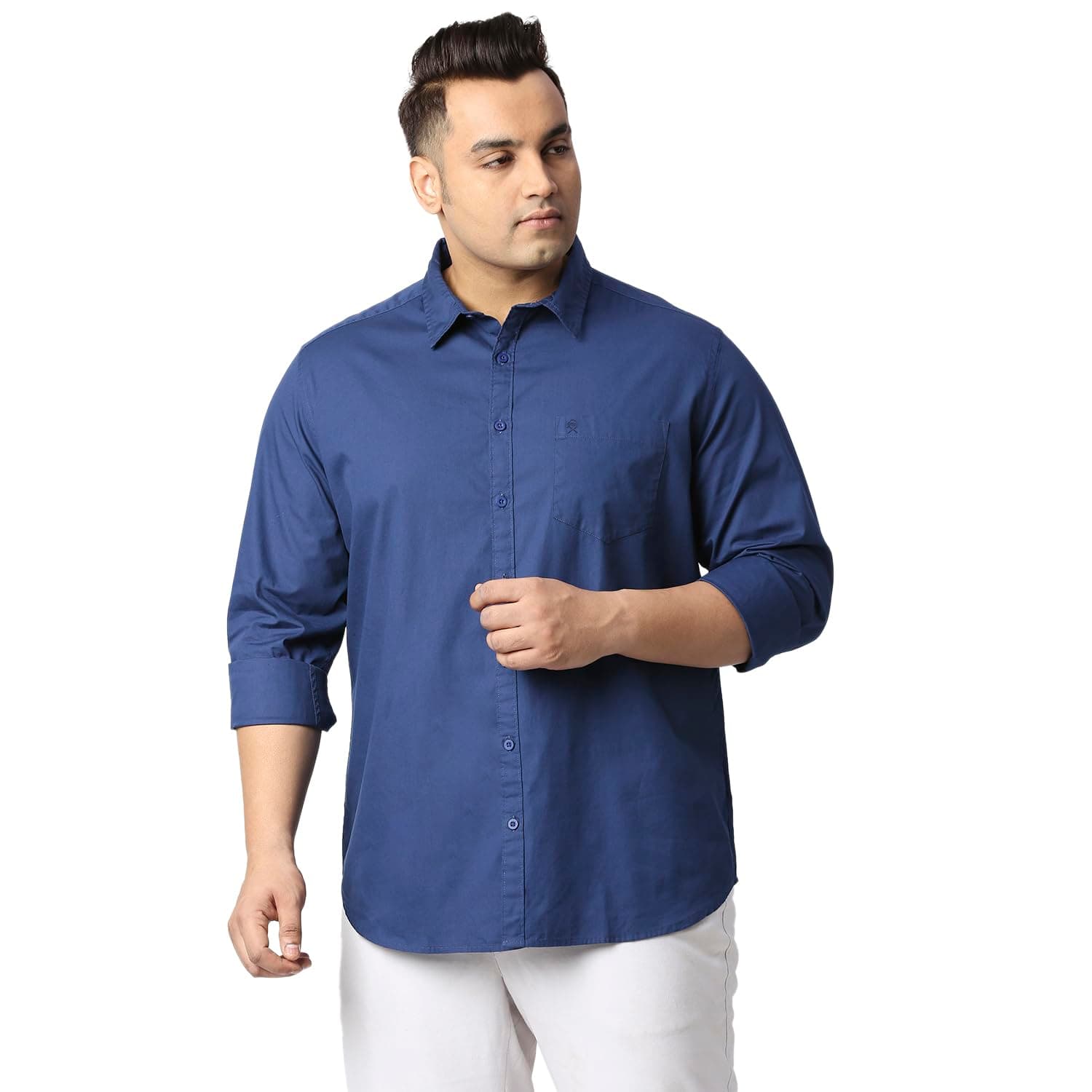 Thomas Scott Men's | Solid | Full Sleeve | Regular Fit | 100% Cotton | Spread Collar | Casual Shirt (Plus Size)