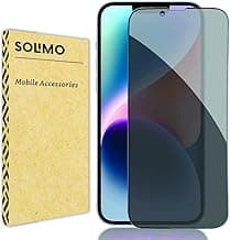 Amazon Brand - Solimo Edge-To-Edge Protector Privacy Tempered Glass for iPhone 14, iPhone 13 and 13 Pro (6.1 Inch) with Easy Self Installation Kit | Black