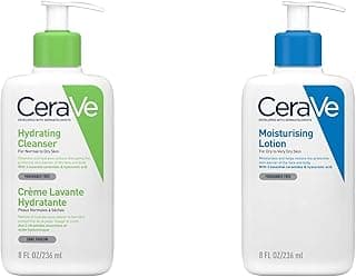 CeraVe Moisturizing Lotion For Dry Skin (236ml) & Hydrating Cleanser For Normal To Dry Skin (236ml) - With Ceramides & Hyaluronic Acid, Non-Comedogenic & Fragrance-
