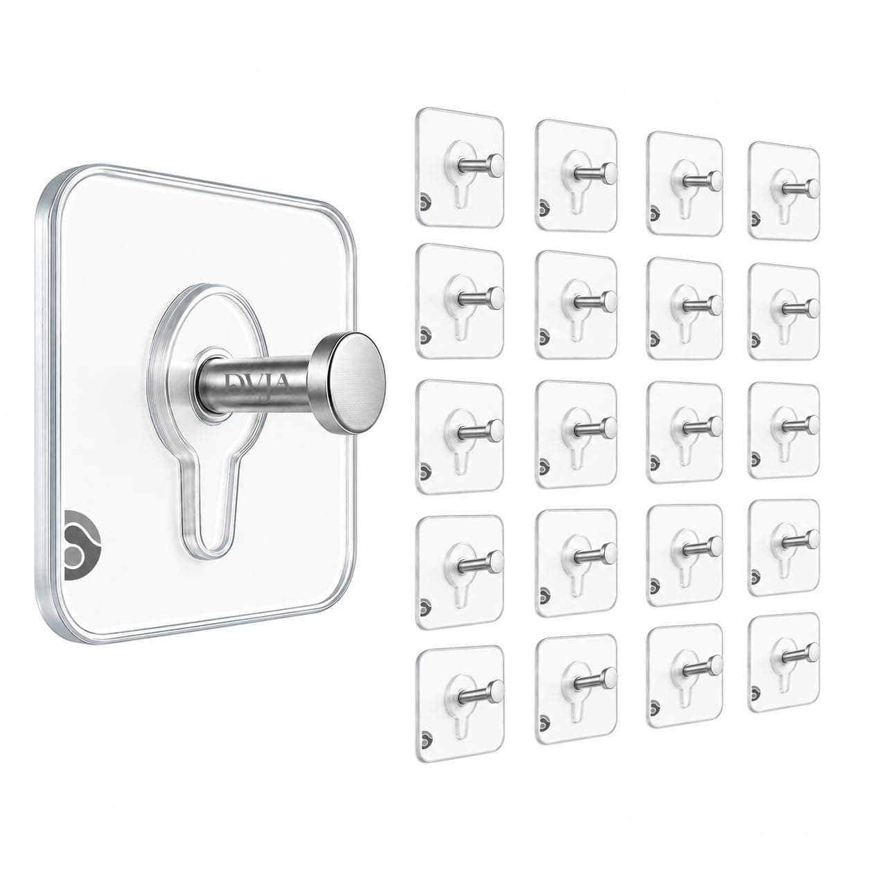 DVJA (20 Pack Photo Frame Hooks for Wall Without Drilling,Self Adhesive Hooks for Wall Heavy Duty Strong Nail Free for Hanging Photo Frame (Photo Frame Hook, 20)