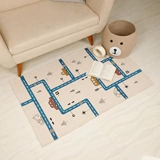 pepme Cotton Printed Baby, Kids mat, Cars, Traffic, Blue Road, 50x30