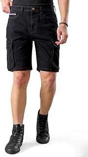 The Indian Garage Co Men Relaxed Fit Solid Mid-Rise Denim Cargo Shorts
