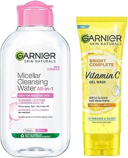 Garnier Facewash Gel, Gentle Cleanser, 100g & Garnier Skin Naturals, Cleansing Water, Hydrating & Soothing, Micellar Cleansing Water, 125 ml