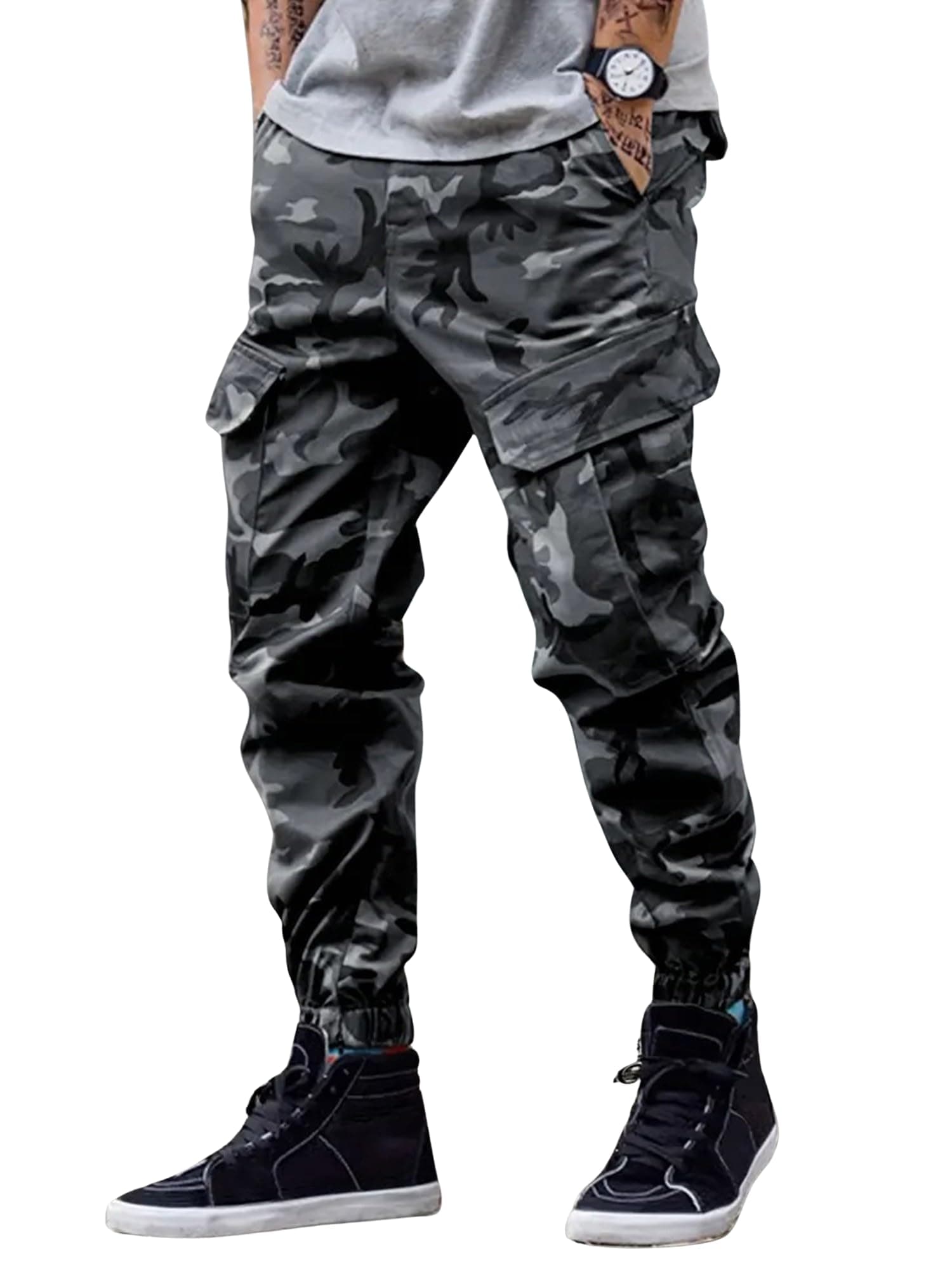 Lymio Men Cargo || Army Design Cargo || Cotton Drawstring Pant Six Pocket (Also Available in Plus Sizes) (Army-03-04)