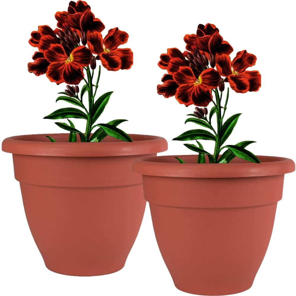 TECHBLAZE Big Size Gardening Flower Pots Plant Container for Outdoor and Indoor Lightweight 18 inch Plastic Gamla for Gardening, Modern Decorative Balcony, Lawn and Roof (RED, 2)