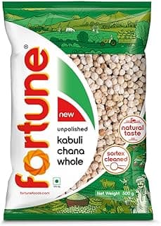 Fortune Kabuli Chana, 500 gm, Unpolished and Sortex cleaned