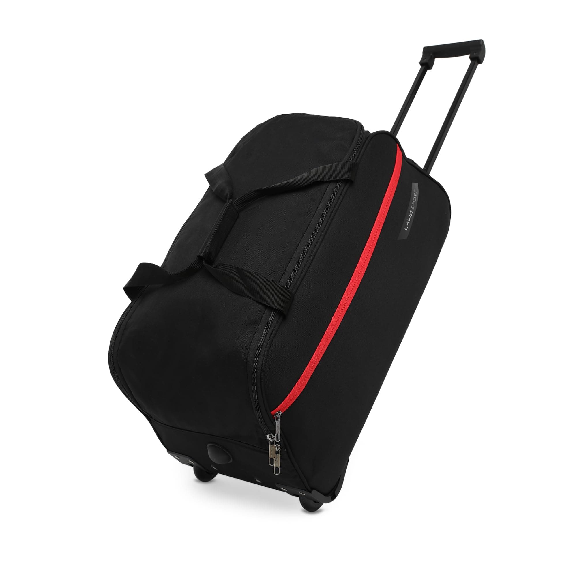Lavie Sport Polyester Lino Large Wheel Duffel Bag | 2 Wheel Duffle Bag | Built To Last Wheels And Trolley, W-30 CM, Black