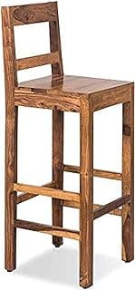 Solid Sheesham Wood Bar Tall Stool Patio Outdoor Garden Chair Seat Home Stool Brown (Brown) - 106 Cm, 57 Cm