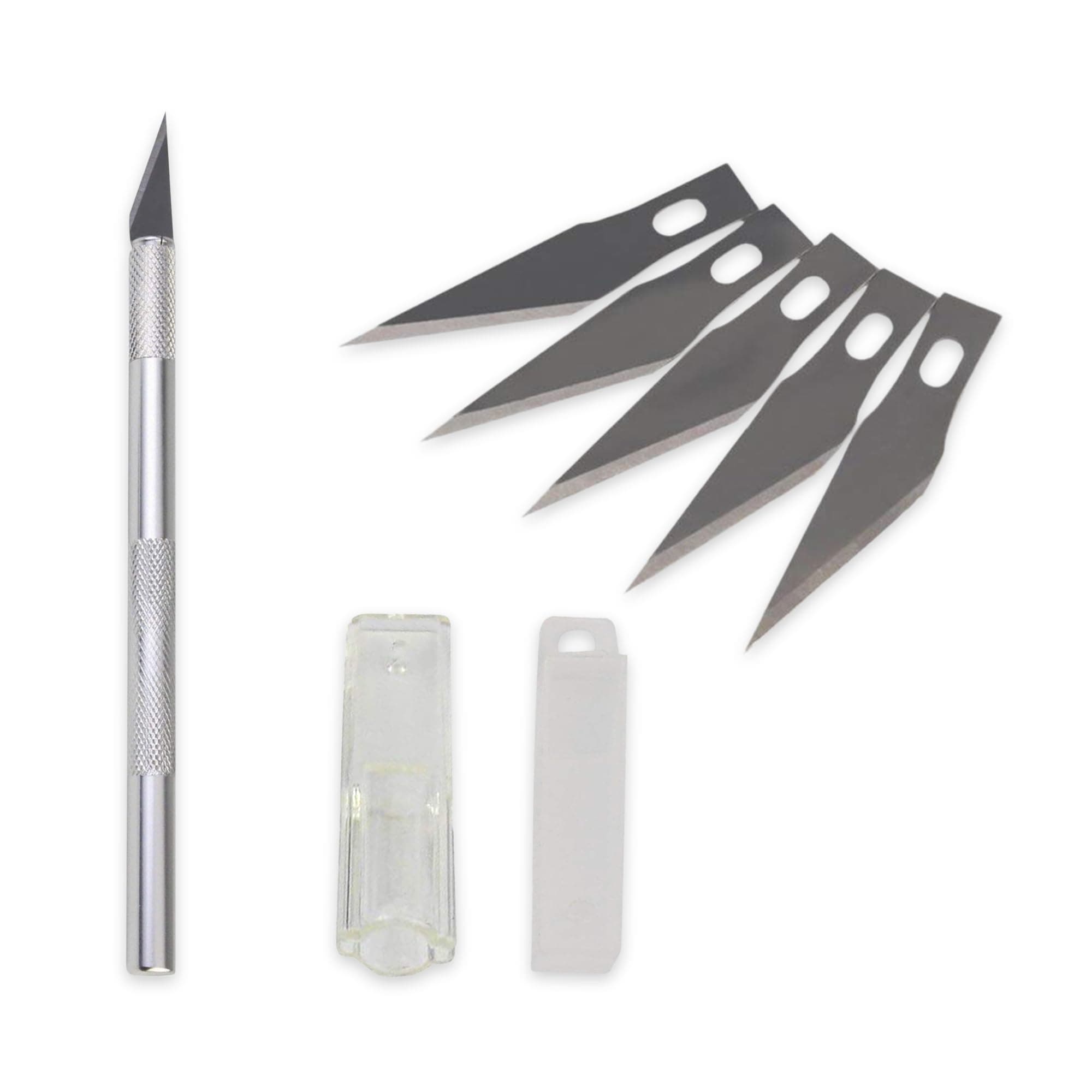Professional Detail Pen Knife 1 Set with Steel 5 Interchangeable Sharp Blades For Carving, DIY & Mat Cutting