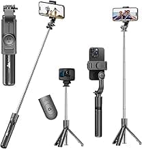 WeCool S1 Selfie Stick Tripod, 3-in-1 Multifunctional Design with Detachable Wireless Remote, Portable & Lightweight Phone Tripod for Vlogging, Photography, iPhone & Android Smartphones