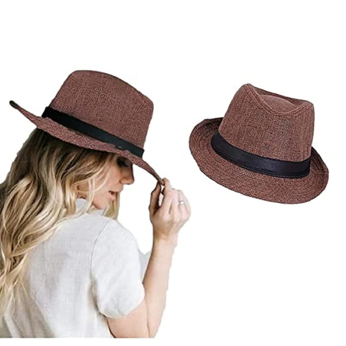 FY LANE Girls Boys Summer Sun Protection Fedora Trilby Hats for Beach and Travel Use Multicolor (M-1)