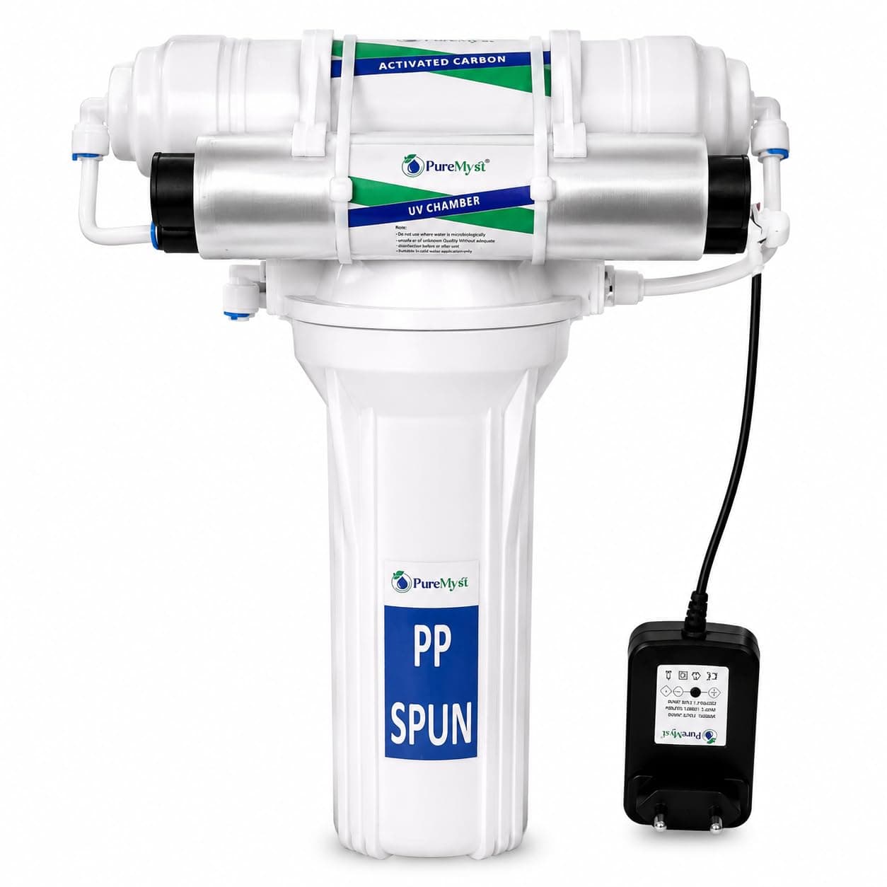 PureMyst 3 Stage Gravity Base Filter Without RO For Municipal Water With Active Carbon & UV Water Purifier