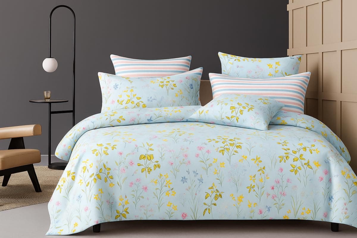 BSB HOME 300 TC Microfiber XXL Soft Cotton Super King Size Bedsheet for Double Bed, King Size 108 Inches X 108 Inches, 9 Feet, 275 X 275 cm with 2 Large Size Pillow Covers - Pastel Sky Blue