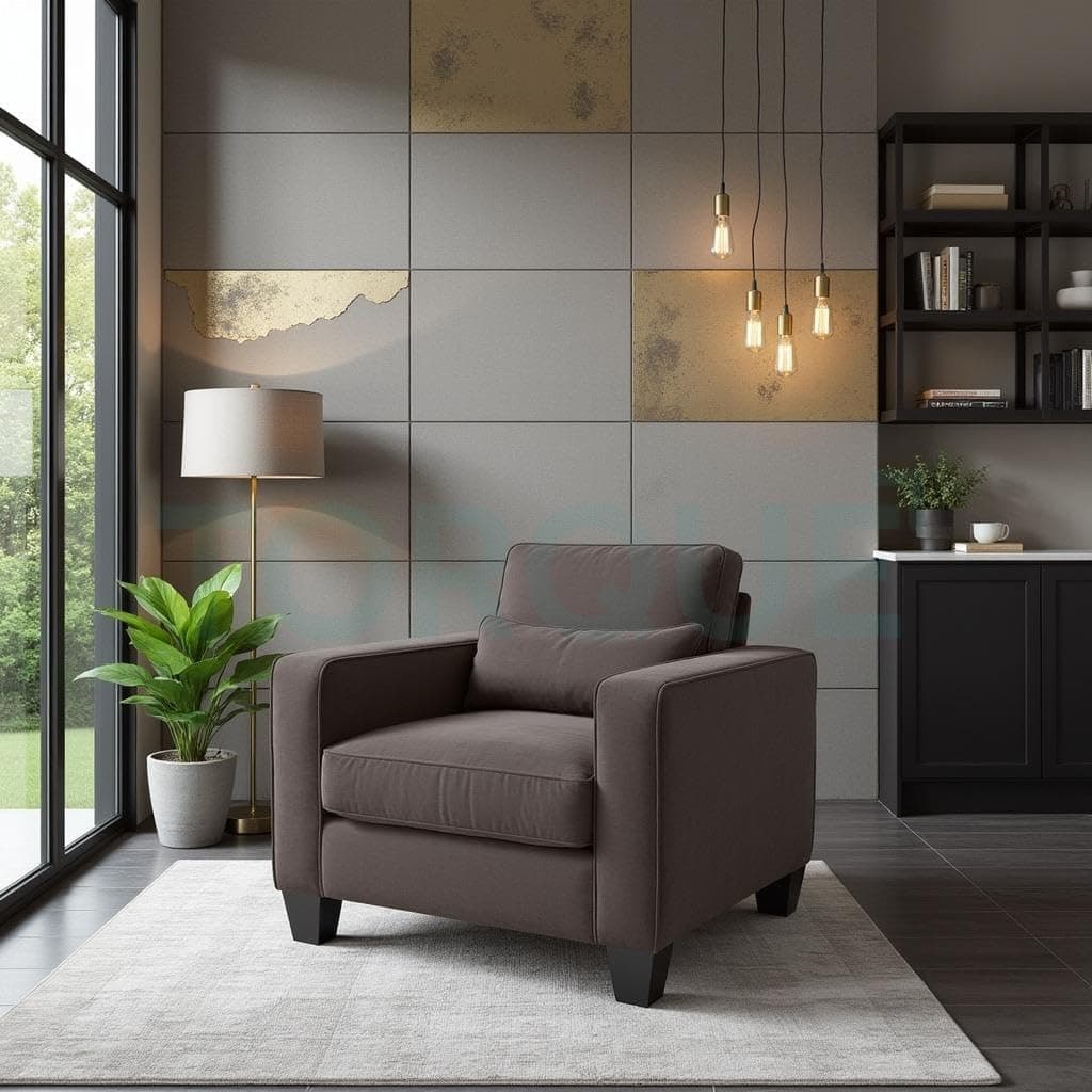 Torque Moscow 1 Seater Fabric Sofa (Dark Brown) 1 Person Sofa, Wooden Sofa Set, Couch for Living Room| 1 Years Warranty