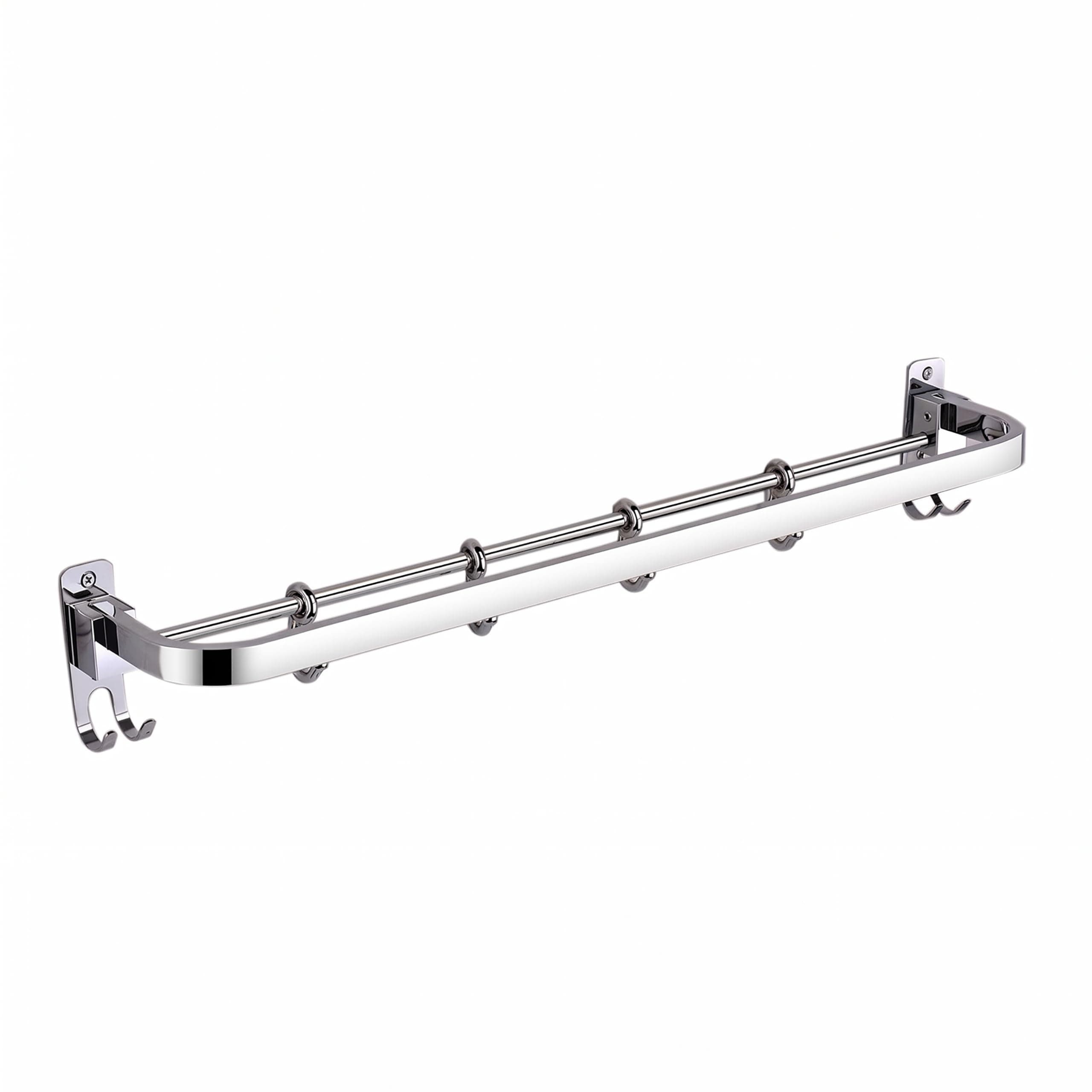 Plantex Anti Rust 304 Grade Stainless Steel Folding Single Towel Rod with Hooks/Towel Holder for Bathroom/Hanger/Stand/Bathroom Accessories - (24 Inch-Chrome)